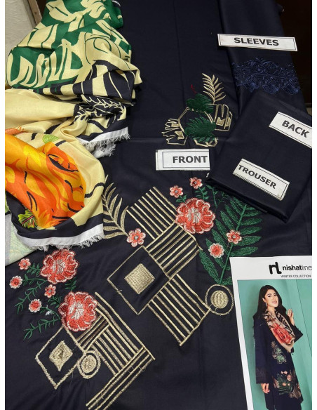 3 pcs women's unstitched suit 