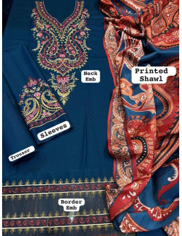 Elegant embroidered suit 3 pcs 2