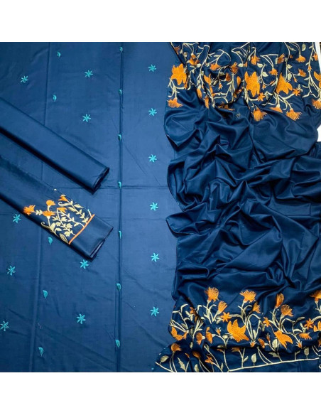 3 Pcs Women's Unstitched Embroidered Suit