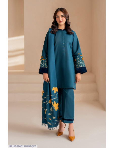 3 Pcs Women's Unstitched Embroidered Suit