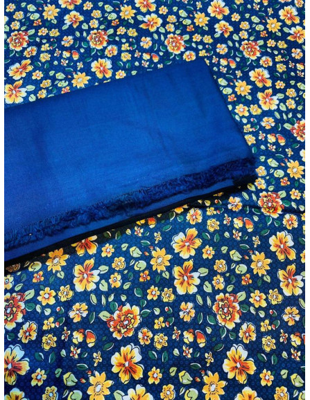 2 Pcs Women Unstitched Linen Printed...