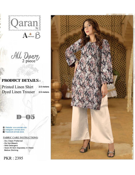 2 Pcs Women Unstitched Linen Printed...