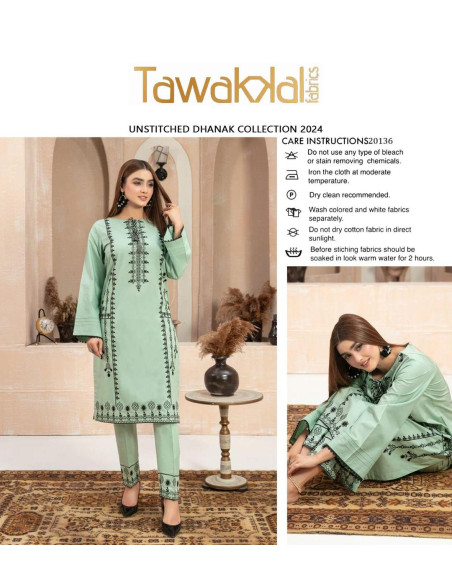 2 Pcs Women's Unstitched Embroidered Suit