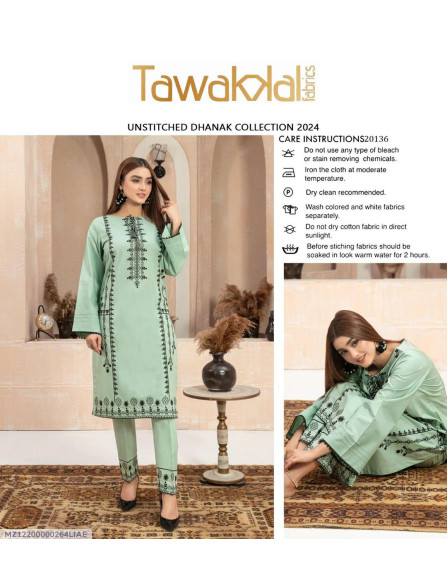 2 Pcs Women's Unstitched Embroidered...