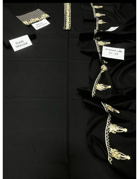 3 Pcs Women's Unstitched Dhanak Embroidered Suit