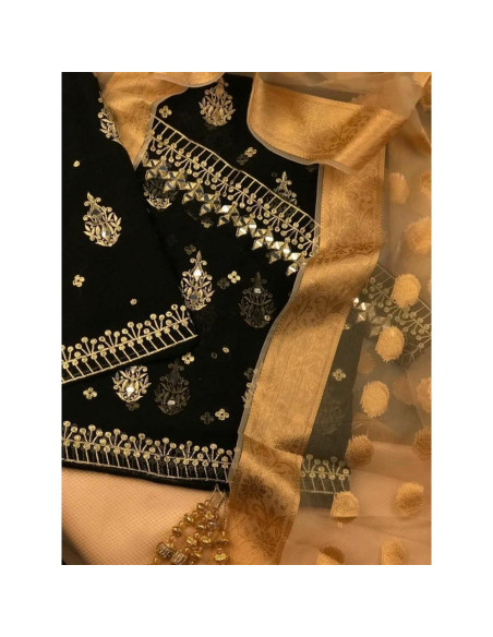 Chiffon marror embroidered suit 