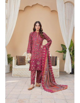 Embroidered khaddar 3 pcs suit