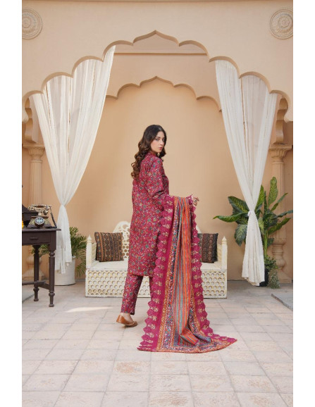 Embroidered khaddar 3 pcs suit