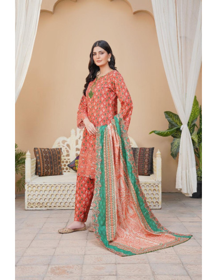 Khaddar suit with embroidered 
