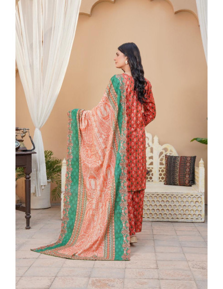 Khaddar suit with embroidered 