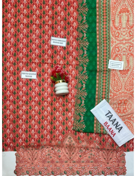 Khaddar suit with embroidered 