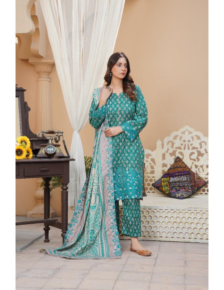 Stunning 3 pcs embroidered khaddar 