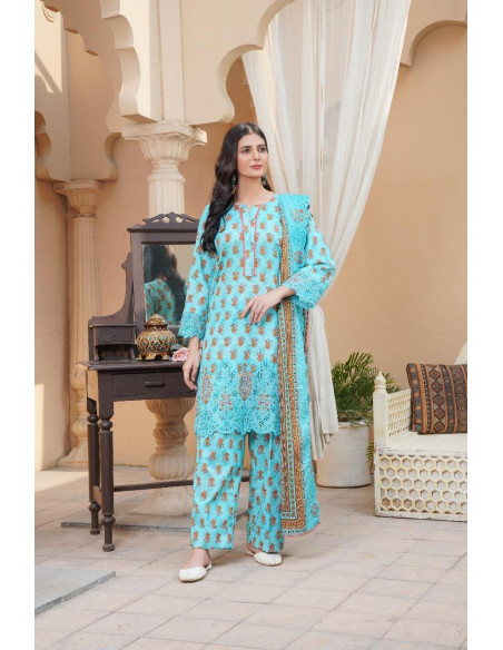 Embroidered khaddar suit with cut work 