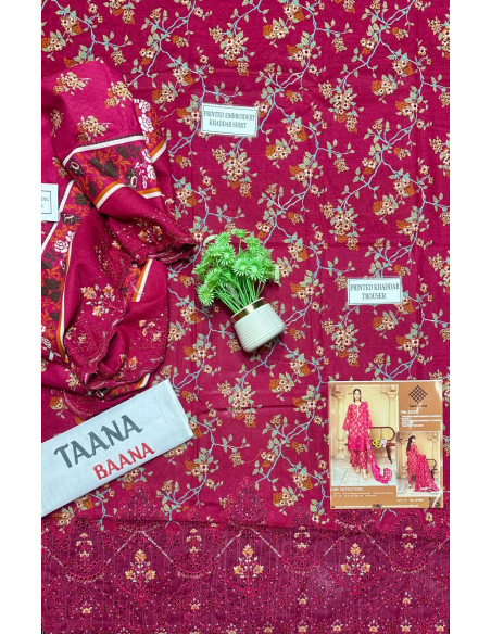 Khaddar suit 3 pcs women's embroidered 