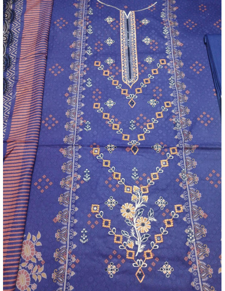3 pcs women's unstitched Dhanak...