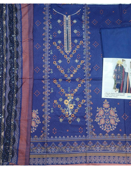 3 pcs women's unstitched Dhanak...