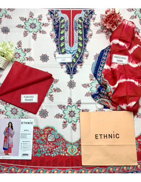 unstitched khaddar printed suit 