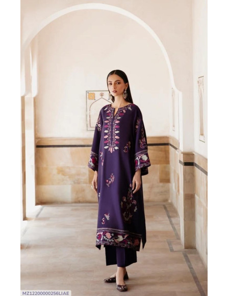 Stylish 2 Pcs Embroidered Purple Suit...