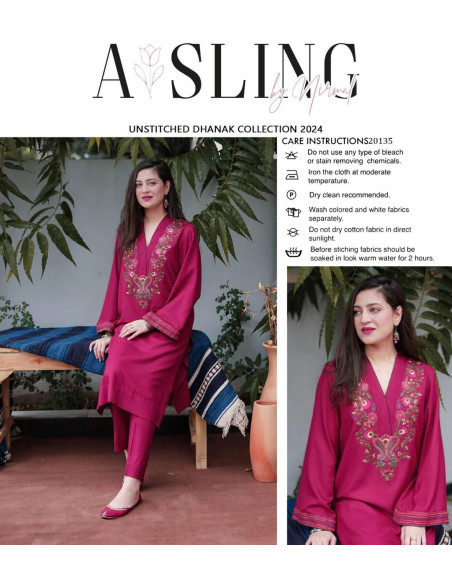 2 Pcs Women's Unstitched Embroidered Suit