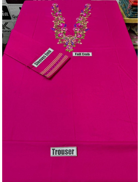 2 Pcs Women's Unstitched Embroidered Suit