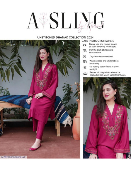 2 Pcs Women's Unstitched Embroidered...