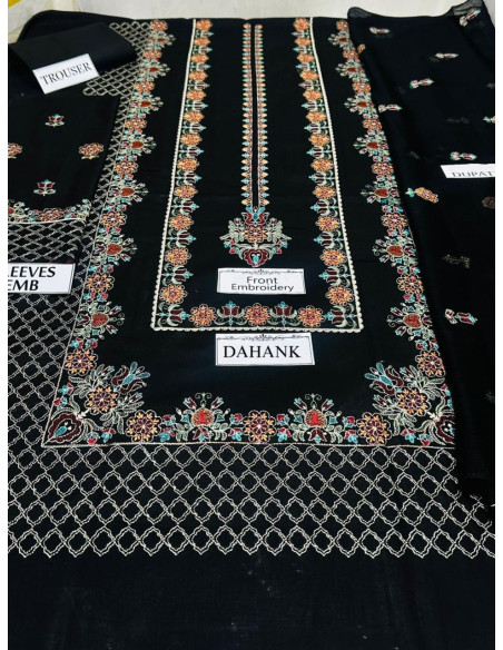 3 Pcs Women's Unstitched Embroidered Suit