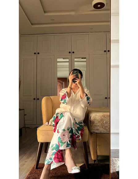 2 Pcs Women's Stitched Linen Printed...