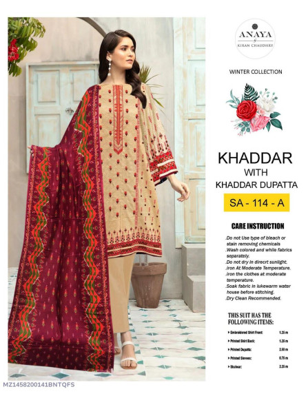Printed khaddar suit 