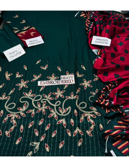 3 Pce Women's Unstiched Dhanak Suit 