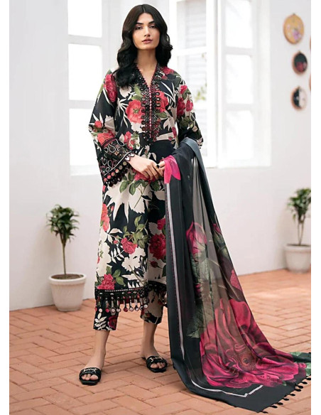 3 Pcs Women's Unstitched Linen Digital Print Suit