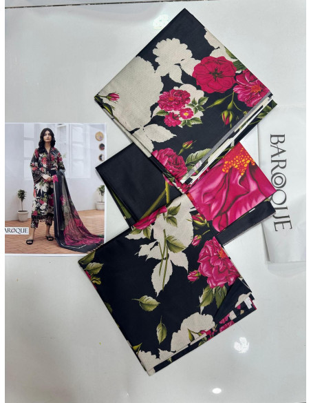 3 Pcs Women's Unstitched Linen Digital Print Suit