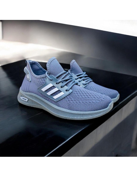 Men's Grey Fabric Casual Sneakers for...