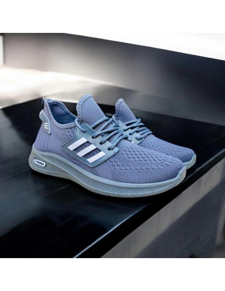 Men's Grey Fabric Casual Sneakers for Running - 1 Pcs