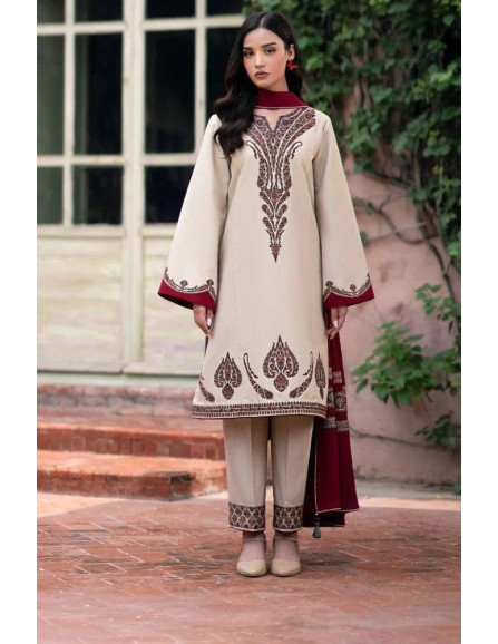 Embroidered Dhanak dress