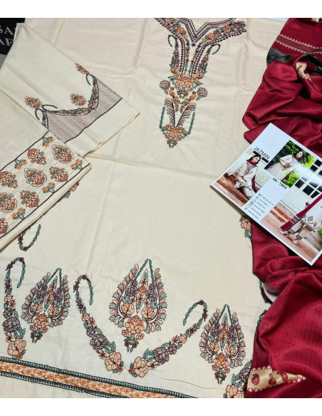 Embroidered Dhanak dress