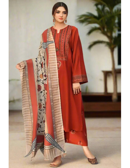 Women Stuning embroiderd 3 pc suit