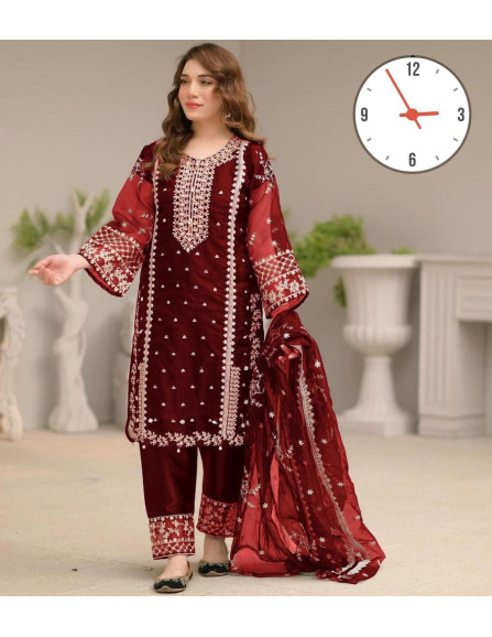 3 pc women stitched orgnaza suit