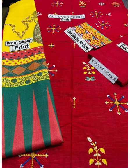 3 Pcs Women's Unstitched Dhanak...