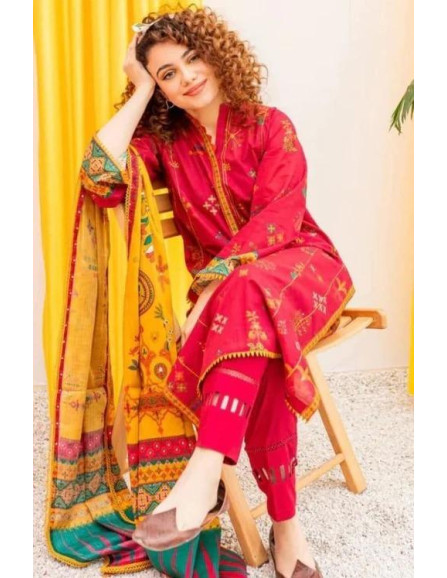 3 Pcs Women's Unstitched Dhanak...