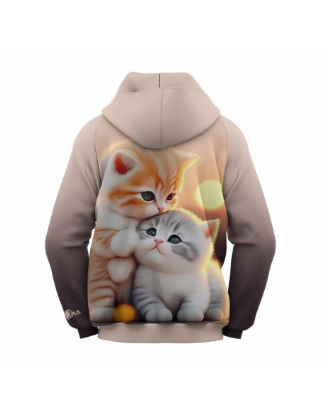 Cat printed Hoodie Girls' Kangaroo Printed Polyester Fleece Hoodie - 1 Pc