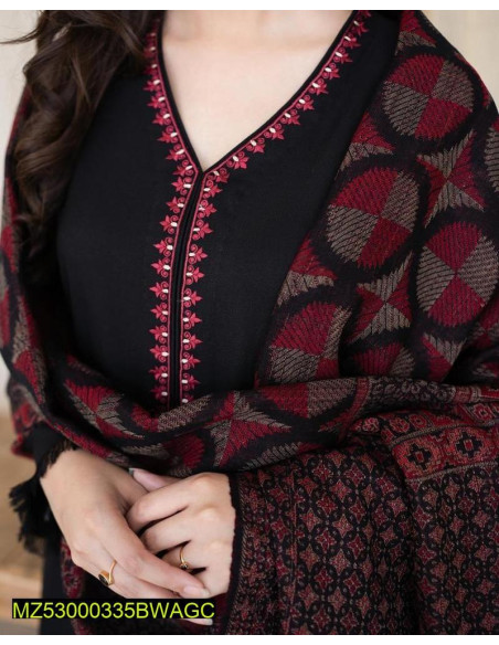 3 pcs  unstitched Dhanak Embroidered dress