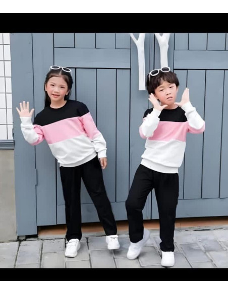 Multicolor Girl's Printed Fleece Tracksuit 