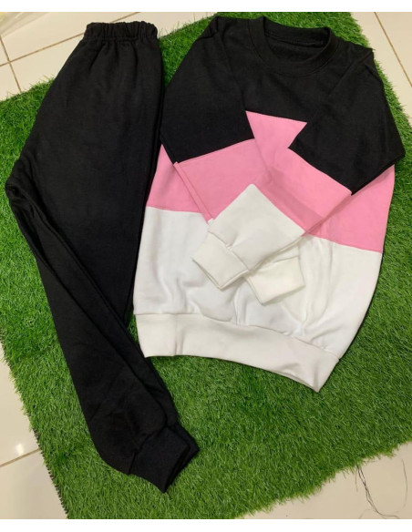 Multicolor Girl's Printed Fleece Tracksuit 