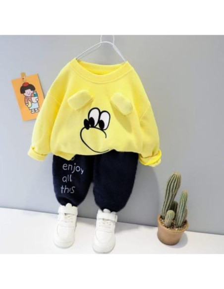 Comfortable Fleece Printed Tracksuit For Boys & Girls - 2 Pcs