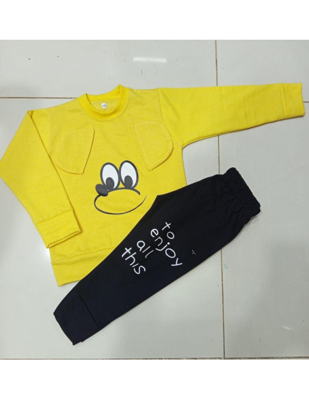 Comfortable Fleece Printed Tracksuit For Boys & Girls - 2 Pcs