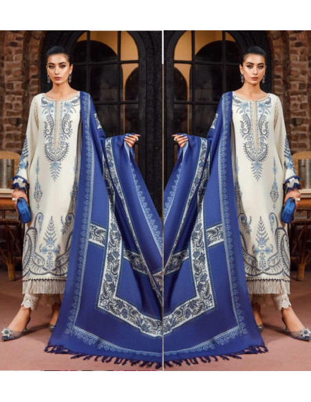 3 Pcs Women's Unstitched Embroidered Suit