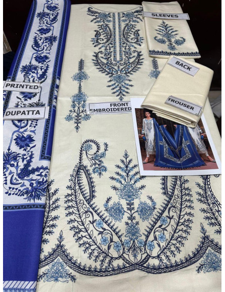 3 Pcs Women's Unstitched Embroidered...