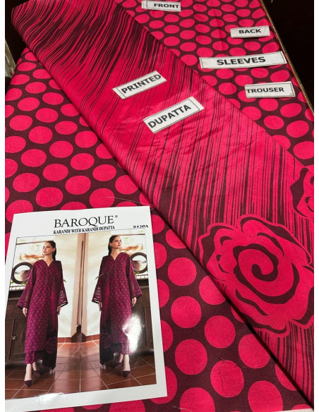 3 Pcs Women's Unstitched Digital Print Suit