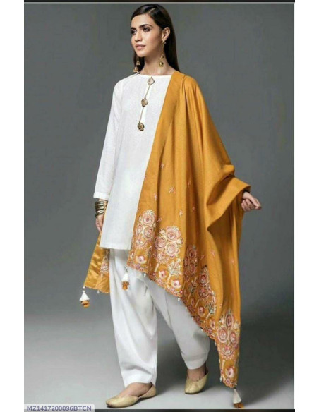 3 Pcs Women's Unstitched Plain Suit