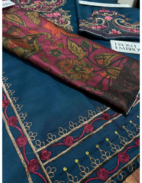 3 Pcs Women's Unstitched Embroidered Suit